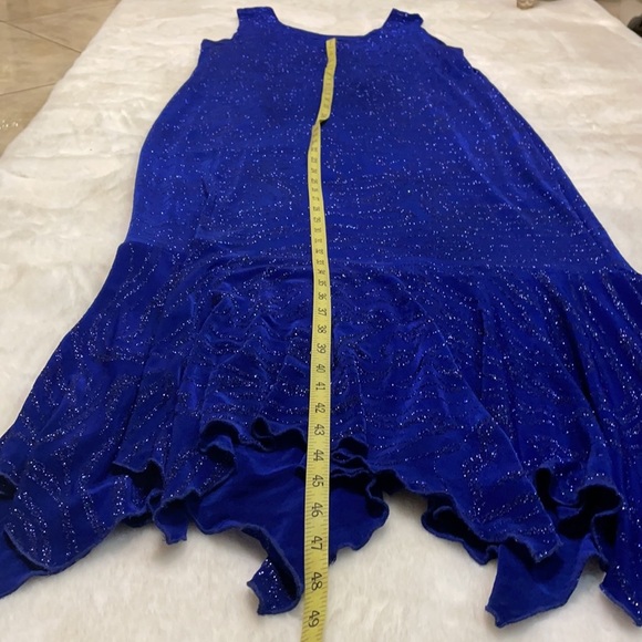 ATOC LONG FORMAL sleeveless DRESS STRETCH SPARKLE mermaid hem ROYAL BLUE size XL - Picture 7 of 9